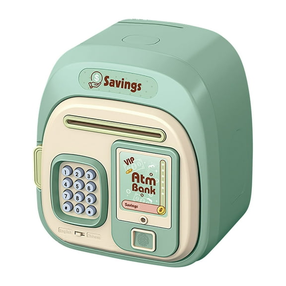 Green Biometric Security Piggy Bank, With Fingerprint Recognition For Kids, Money Saving Educational Toy For Financial Learning