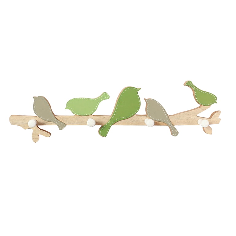 Green Bird Wall Hook Coat Rack for Entryways