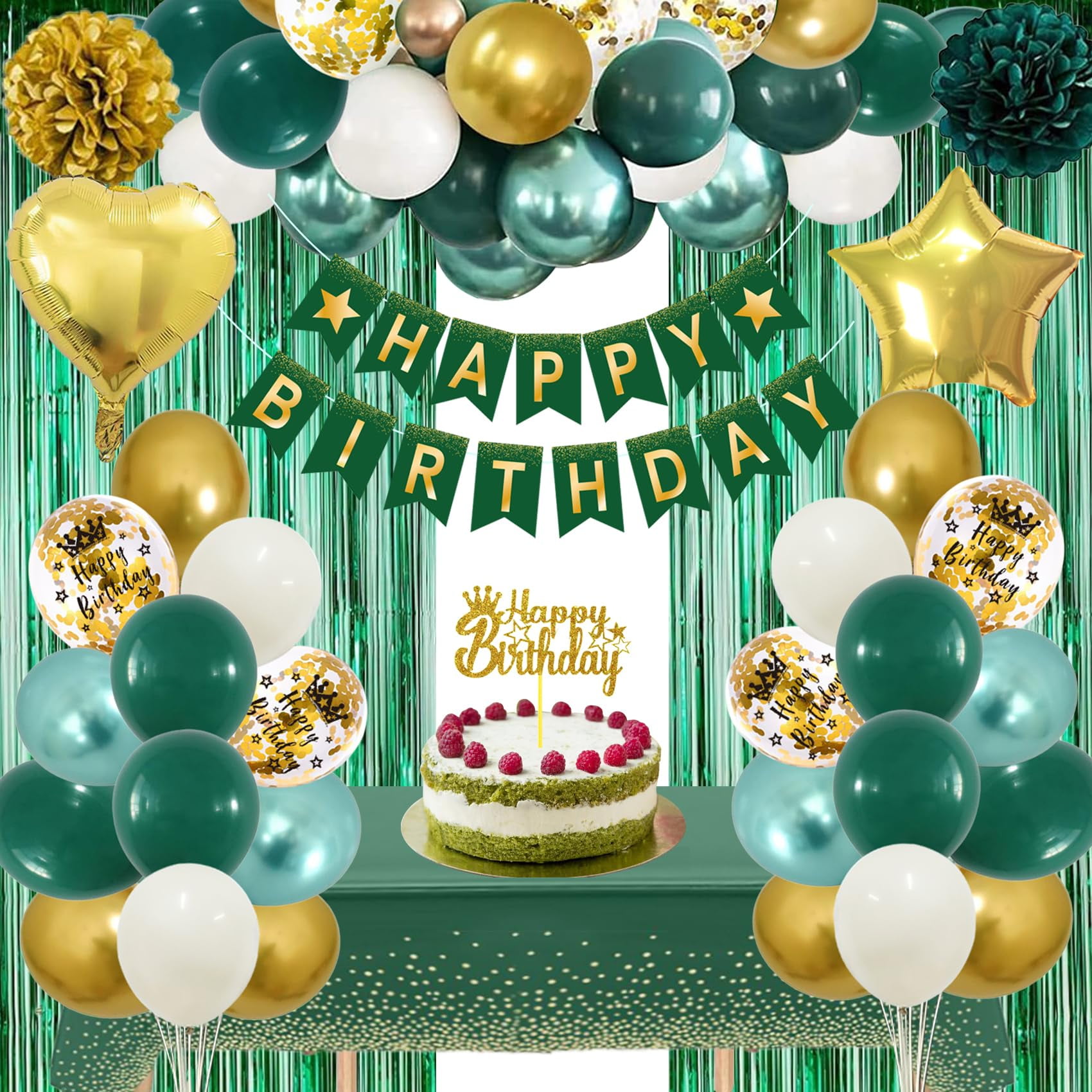 Green Birthday Decorations, Emerald STF9 Green and Gold Balloons ...