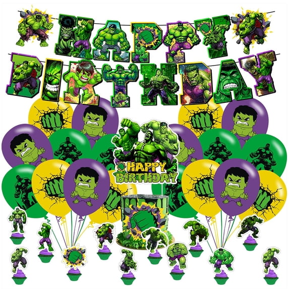Green Birthday Decorations Party Supplies Include KKS1 Happy Birthday Banner, Cake Topper and Cupcake Toppers, Balloons for Green Themed Party Decor