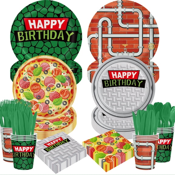 Green Birthday Party Decorations Green Plates Napkins Party Supplies Disposable Paper Cups Tableware Set for Boys Kid Teen Birthday Decor Serves 20