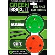 Green Biscuit Hockey Puck 2 Pack, Original, Off Ice Hockey Puck for Snipe, Shooting Street Hockey