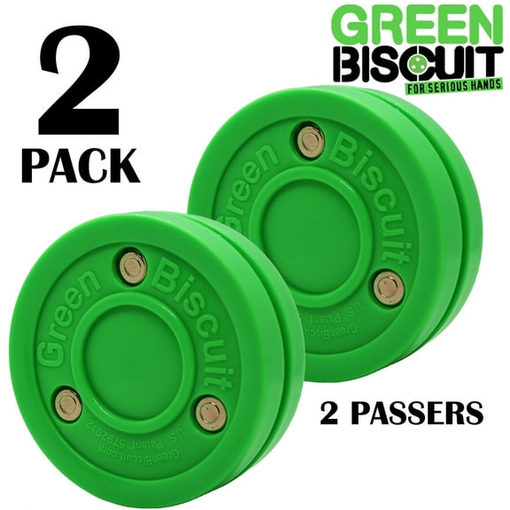 Green Biscuit Original Hockey Training Pucks Passers 2 Pack