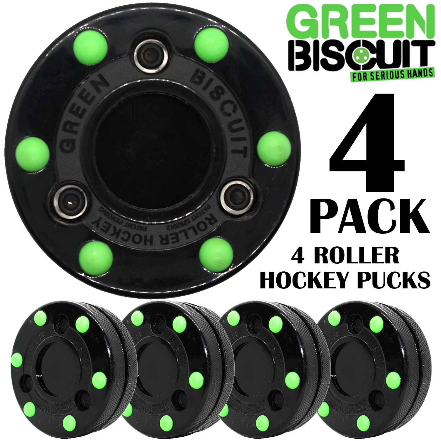 Green Biscuit Roller Puck 4 Pack/Free Ship/Free Sticker