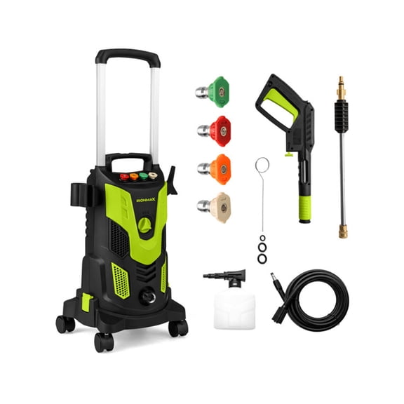 Green Black 2300 PSI Electric Pressure Washer with 4 Quick-Connect Nozzles & Soap Bottle, 1900W High-Power Cleaner for Driveway Patio