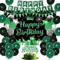 thumbnail image 1 of Green and Black Birthday Party Decorations Men Women, Happy Birthday Backdrop with Glitter Cake Topper, Happy Birthday Banner, Printed Balloons for Boys Girls He or She Adults Birthday Party Supplies, 1 of 7