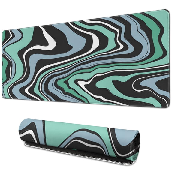 Green Black Blue White Lines pad Mousewaterproofwashable Line Series for Office Home Work GamingmousepadsRubber Base Mousepad with Stitched Edges 31.5x11.8inches