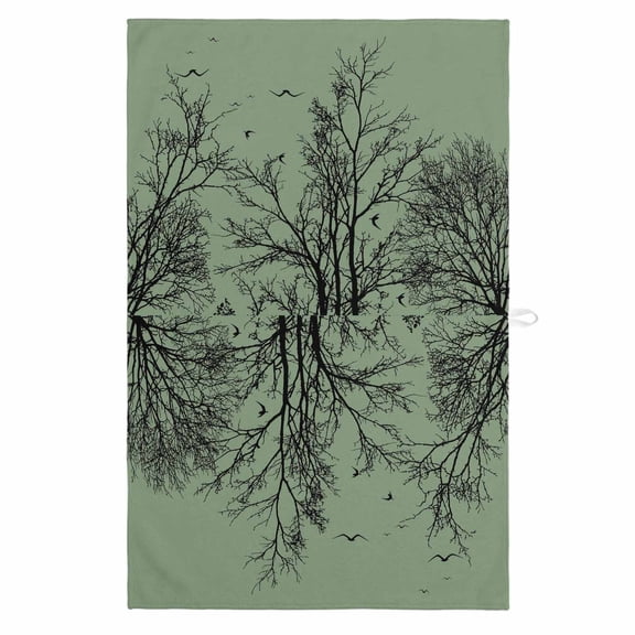 Green Black Branches 1 Pack Kitchen Towel, Water Absorbent Dish Towel, Botanical Dead Tree Birds Decorative Hand Towels - Quick Drying Cloth for Cooking Baking, 18x28 Inch