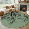 thumbnail image 1 of Green Black Branches Round Area Rug 8Ft Washable Large Circle Rugs for Living Room Dorm, Botanical Dead Tree Birds Non-Slip Carpet Floor Mats Indoor Outdoor Carpet Runner Aesthetic Home Decor, 1 of 8