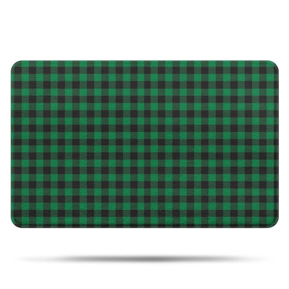 Green Black Checkerboard Checkered Pattern Bathroom Rugs Mat,Non Slip Microfiber Bathroom Rug,Rubber Backing,Soft Bathroom Mats for Bathroom Floor,Tub and Shower,20x32in(50x80cm)