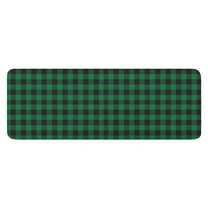 Green Black Checkerboard Checkered Pattern Kitchen Rug Mat,Kitchen Runner Rugs Non Skid Washable,Decorative Kitchen Floor Mats for Kitchen,Sink,Laundry,17"x47.2"