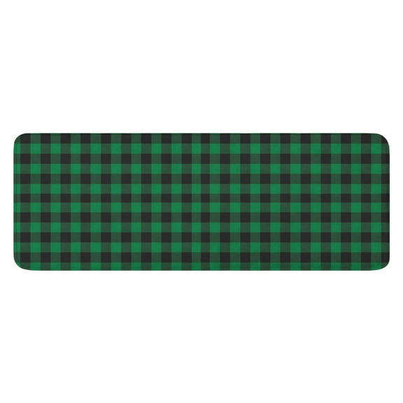 Green Black Checkerboard Checkered Pattern Kitchen Rug Mat,Kitchen Runner Rugs Non Skid Washable,Decorative Kitchen Floor Mats for Kitchen,Sink,Laundry,17"x47.2"