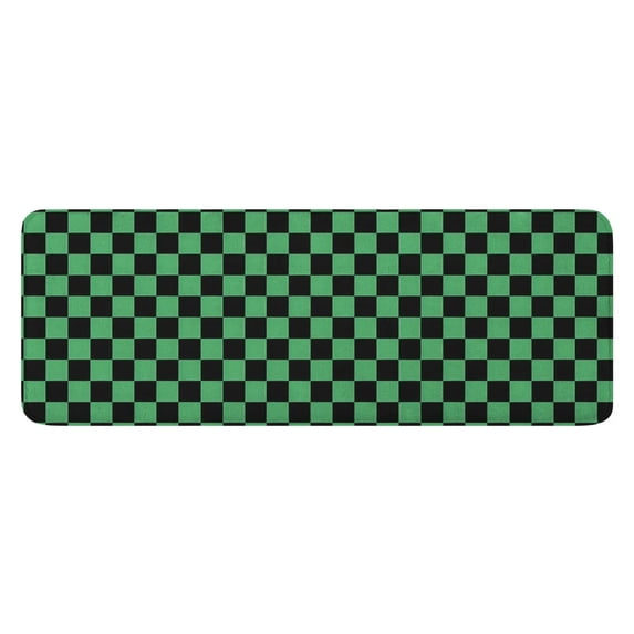 Green and Black Checkerboard Pattern Kitchen Rug Mat,Kitchen Runner Rugs Non Skid Washable,Decorative Kitchen Floor Mats for Kitchen,Sink,Laundry,17"x47.2"