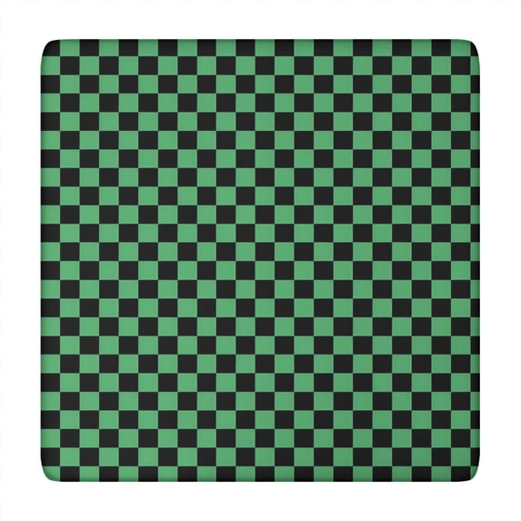 Green and Black Checkerboard Pattern Square Fitted Tablecloth with Elastic Edge,Square Table Cover,Washable Elastic Table Cover for Home Kitchen Party Decor 34"x34"