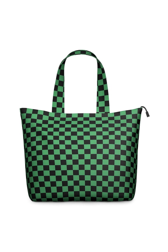 Green and Black Checkerboard Pattern Travel Tote Bags for Women Carry On,Large Weekender Bags for Women Travel,Multi Functional Duffle Bag for Work,Shopping,Sports