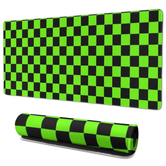 Green and Black Checkered Pattern Extended Large Mouse Pad, Desk ...