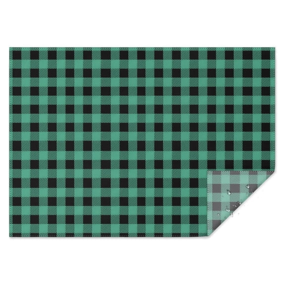 Table Menu App Green and Black Checkered Pattern Waterproof Tablecloth, Rectangular ...