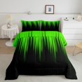 thumbnail image 1 of Green Black Comforter Set Full Abstract Gradient Stripes Bedding Set Men,Vintage Ombre Art Striped Lines Geometric Down Comforter,Stripe Modern Style Quilt Simple Room Decor, 1 of 6