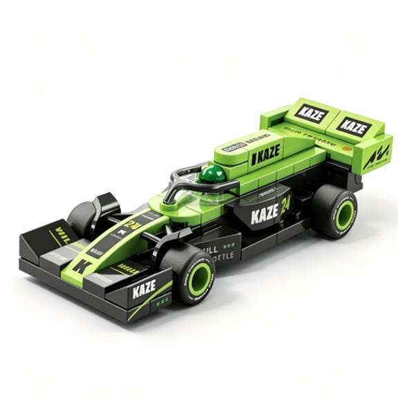 Green Black F1 Race Car Building Block Set 69 Pieces Formula 1 Pull Back Vehicle Interlocking Construction Bricks Model Kit