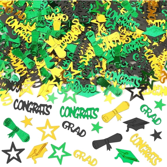 Green Black Gold Graduation Confetti Decorations, Congrats Grad Confetti Class of 2026 for 2026 Graduation Theme Party Decorations Congrats Grad 2026 Party Supplies Table Centerpieces