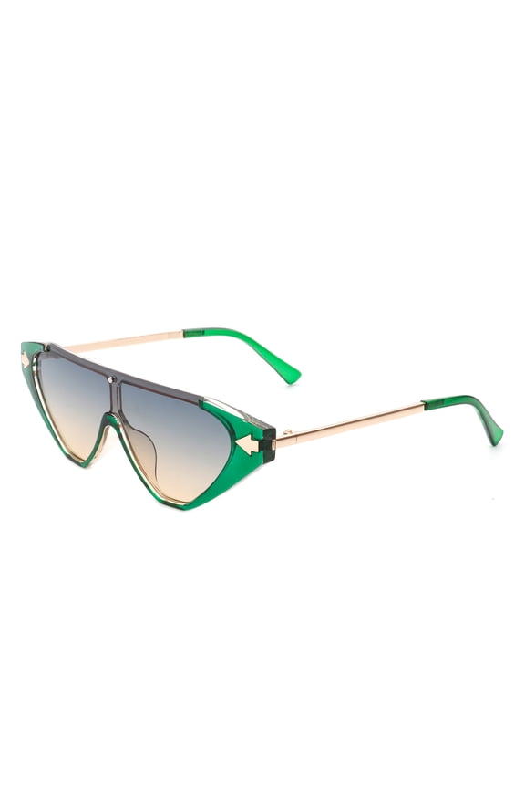 Green-Black Gradient Cat Eye Sunglasses (Gold Temple) - Fresh Stylish Daily UV Protection Eyewear