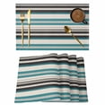 thumbnail image 1 of Green Black Grey Striped Placemats Set of 12 Farmhouse Vintage Stripe Place Mats Indoor Wipeable Table Mats Washable Cloth Dining Table Placemats for Kitchen Holiday Party Home Decor 13x19 Inch, 1 of 9