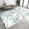 thumbnail image 1 of Green Black Leaves Branches Area Rug, Modern Art Minimalism Outdoor Carpet, Floor Rugs With Non-slip Rubber Backing Soft Comfortable For Indoor Living Room Bedroom Decor 4 x 6ft, 1 of 6