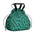 thumbnail image 1 of Green and Black Of Leopard Print Drawstring Lunch Bag Women - Drawstring Lunch Bag Insulated for Work Office - Stain-Resistant Large Lunchbags for Women with Multi-Pockets, 1 of 6