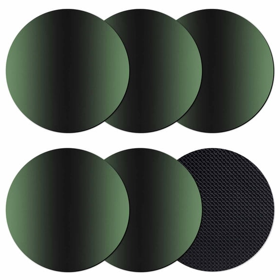 Green Black Ombre Coasters Set of 6, Modern Gradient Abstract Art Absorbent Coasters for Drinks, Coaster for Bar Office Dining Coffee Table Accessories Decor, Non Slip Round Desk Coaster