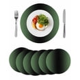 thumbnail image 1 of Green Black Ombre Round Placemats Set of 6 for Dinning Tables,Heat-proof Braided Table Mats 15 Inch,Modern Gradient Abstract Art Washable Place Mat for Kitchen Restaurant Party Decor Table Setting, 1 of 9