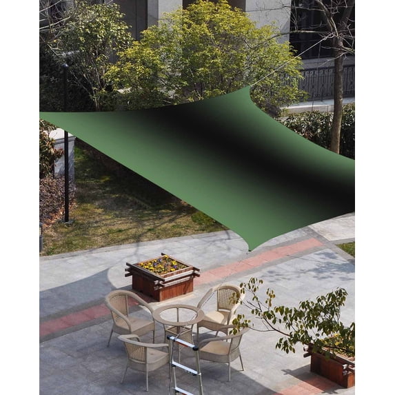 Green Black Ombre Sun Shade Sail 12'x16' Rectangle Outdoor Shade Canopy, Modern Gradient Abstract Art Porch Shades Outdoor Sun Blocking Screen, Sunshade Cloth Covers for Patio/Deck/Garden