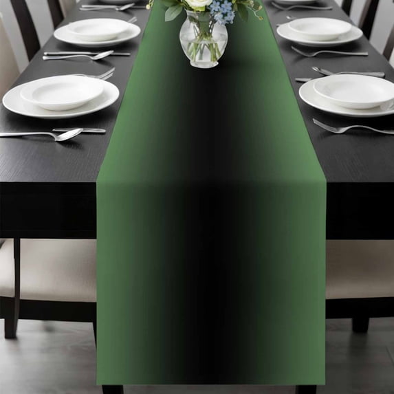 Green Black Ombre Table Runner 72 Inches Long, Modern Gradient Abstract Art Kitchen Coffee Dining Table Decoration for Home Party Birthday Wedding Home Decor 13x72 Inches