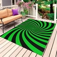 thumbnail image 1 of Green Black Outdoor Rug for Patio/Deck/Porch, Non-Slip Large Area Rug 3 x 5 Ft, Farmhouse Striped Spiral Vortex Abstract Indoor Outdoor Rugs Washable Area Rugs, Reversible Camping Rug Carpet Runner, 1 of 8