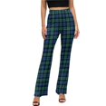 thumbnail image 1 of Green Black Plaid Casual Pants Summer St Paddys Day Elegant Custom Flare Trousers Elastic Waist Slim Stretch Street Wear Pants, 1 of 2