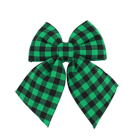 Green Black Plaid Christmas Bow, 11.81 x 9.84 Inch Velvet Hanging Bow for Christmas Tree, Wreath, Mantel, Door & Holiday Party Decor