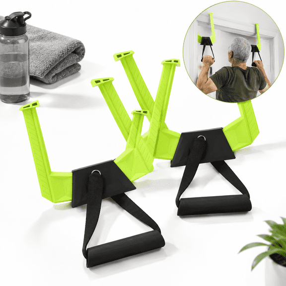 Green + Black Portable Adjustable Doorway Pull-Up Bar for Home Gym Travel