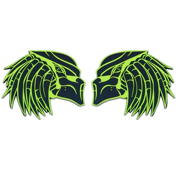 Green/Black Right & Left Facing Predator Emblem Badge (Set of 2) Auto Car Truck