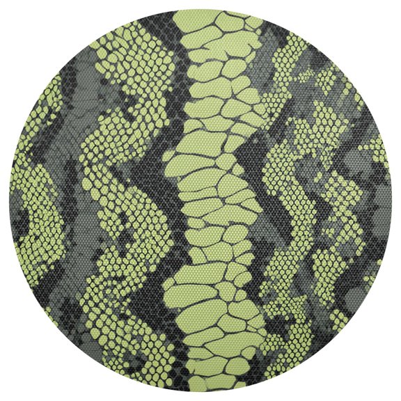 Green Black Snake Skin PVC Round Grid Placemat Table Mat 1 Pc 15.4" x 15.4"