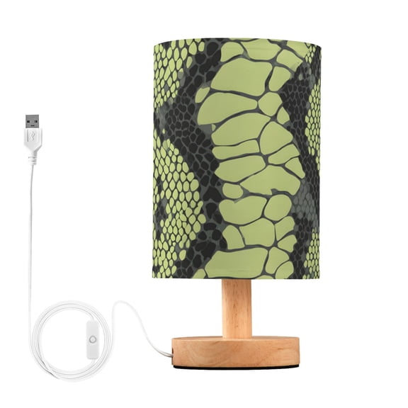 Green Black Snake Skin Table Lamp with USB Port LED Warm Light Lamp Night Light Home Decor