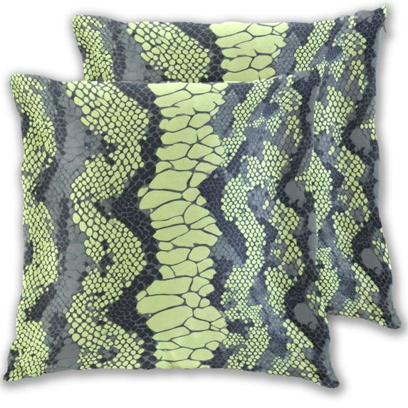 Green Black Snake Skin Throw Pillow Covers Pillowcases 20 x 20 Inch Home Decor 2 Packs for Bedroom Sofa