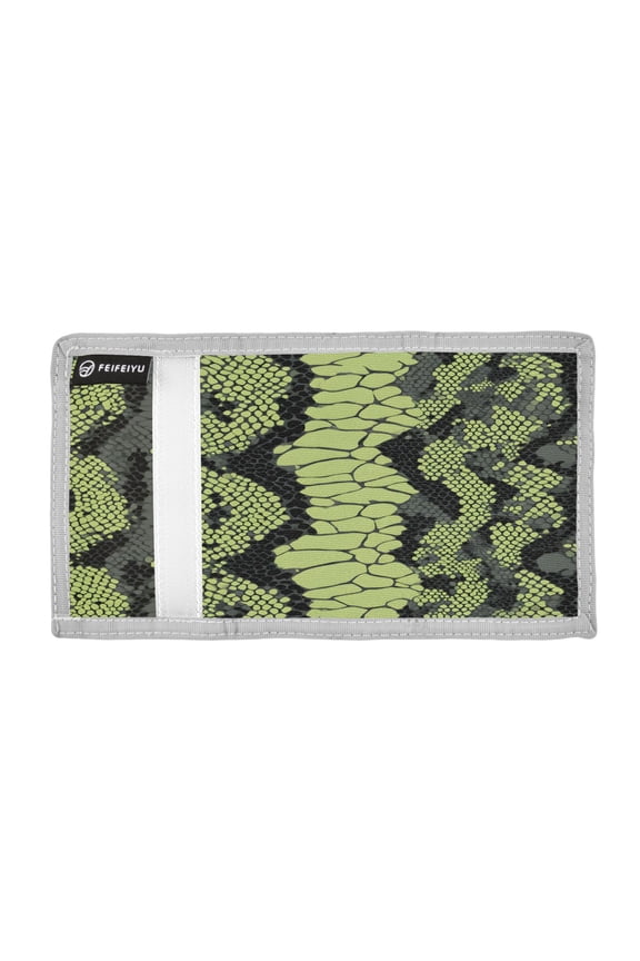 Green Black Snake Skin Trifold Wallets Card Holders Coin Pockets with Lanyards Portable Unisex