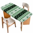 thumbnail image 1 of Green Black Southwest Table Cloths for 3 Foot Rectangle Tables, Farmhouse Aztec Boho Ethnic Art Patio Waterproof Elastic Fitted Tablecloths, Washable Rectangular Table Cover for Camping, 1 of 8