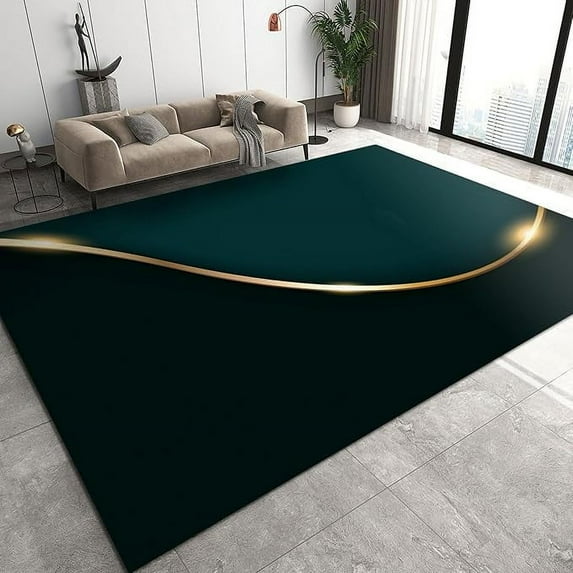 Green Black Stitching Area Rug, Simple Indoor Rug, Living Room Rug Decoration Soft Washable Warm Suitable For Bedroom Corridor Laundry Room Dormitory Office Study 4 x 5ft