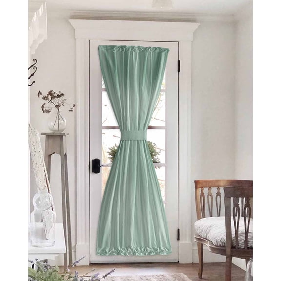 Green Blackout Curtains, French Door Curtains for Door Window, Modern Abstract Art Ombre Striped Privacy Drapery for Patio/Sidelight Doors, 1 Panel with Tieback, 25 x 72 Inches