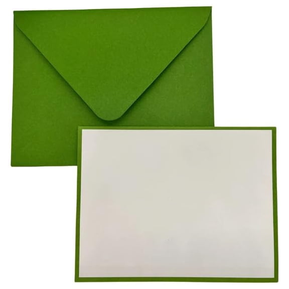 Green Blank Notecard & Envelope Set - 5.5 x 4.25 Inches - 8 Cards 8 Envelopes (16 Pc)