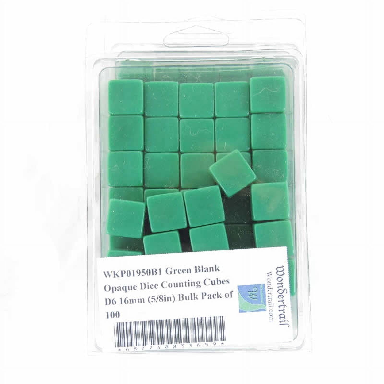 Green Blank Opaque Dice Counting Cubes D6 16mm (5/8in) Bulk Pack of 100 Wondertrail