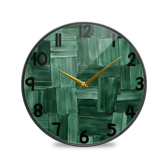 Green Block Graffiti Round Acrylic Wall Clock Silent Battery Operated Home Decor for Living Room Bedroom