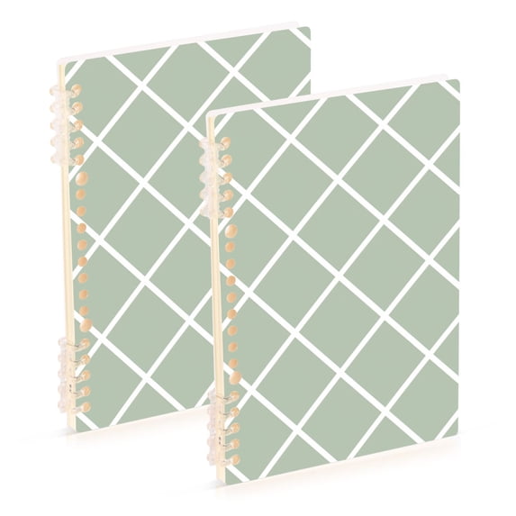 Green Block Notebooks 2 Pcs 1-subject Journal 60 Sheets A5 College Ruled Paper Detachable Ring 8.3"x5.7"