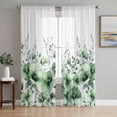 thumbnail image 1 of Green Blooms Floral Sheer Curtains 108 Inch Length 2 Panels Set Window Treatments, Farmhouse Spring Flowers Botanical Rod Pocket Semi Curtains for Living Room/Bedroom/Kitchen Décor, 104"W x 108"L, 1 of 7