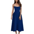 thumbnail image 1 of Green Blouses For Women Dressy Casual, Empire Waist Floral Retro Court Spaghetti Strap Wedding Guest Long Milkmaid Dress With Pocket Regency Dresses Sleeves Dresses (M, Dark Blue) ZMTing, 1 of 4